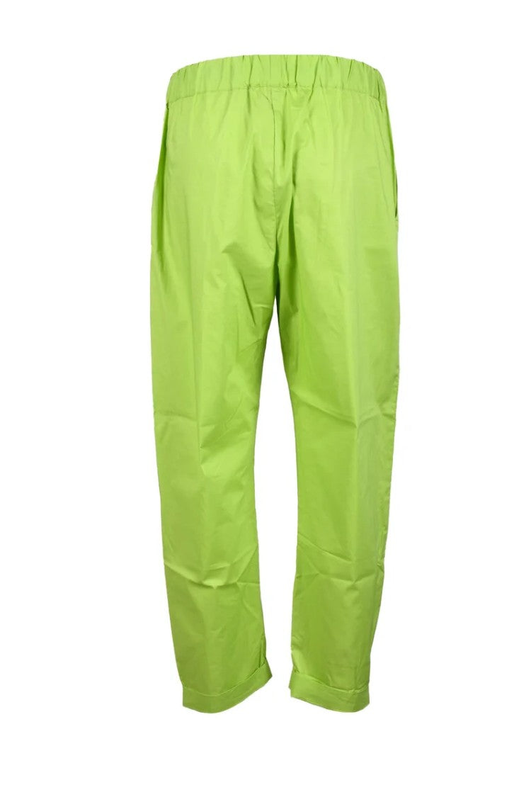 Semi Couture Cropped Cotton Trousers With Relaxed Fit And Drawstring Waistband