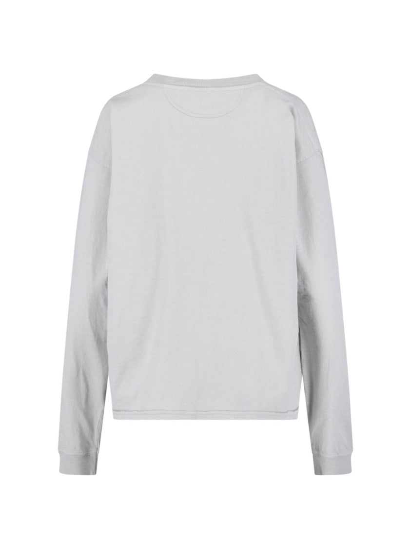 Maison Margiela Grey Logo Long-Sleeved Cotton T-Shirt