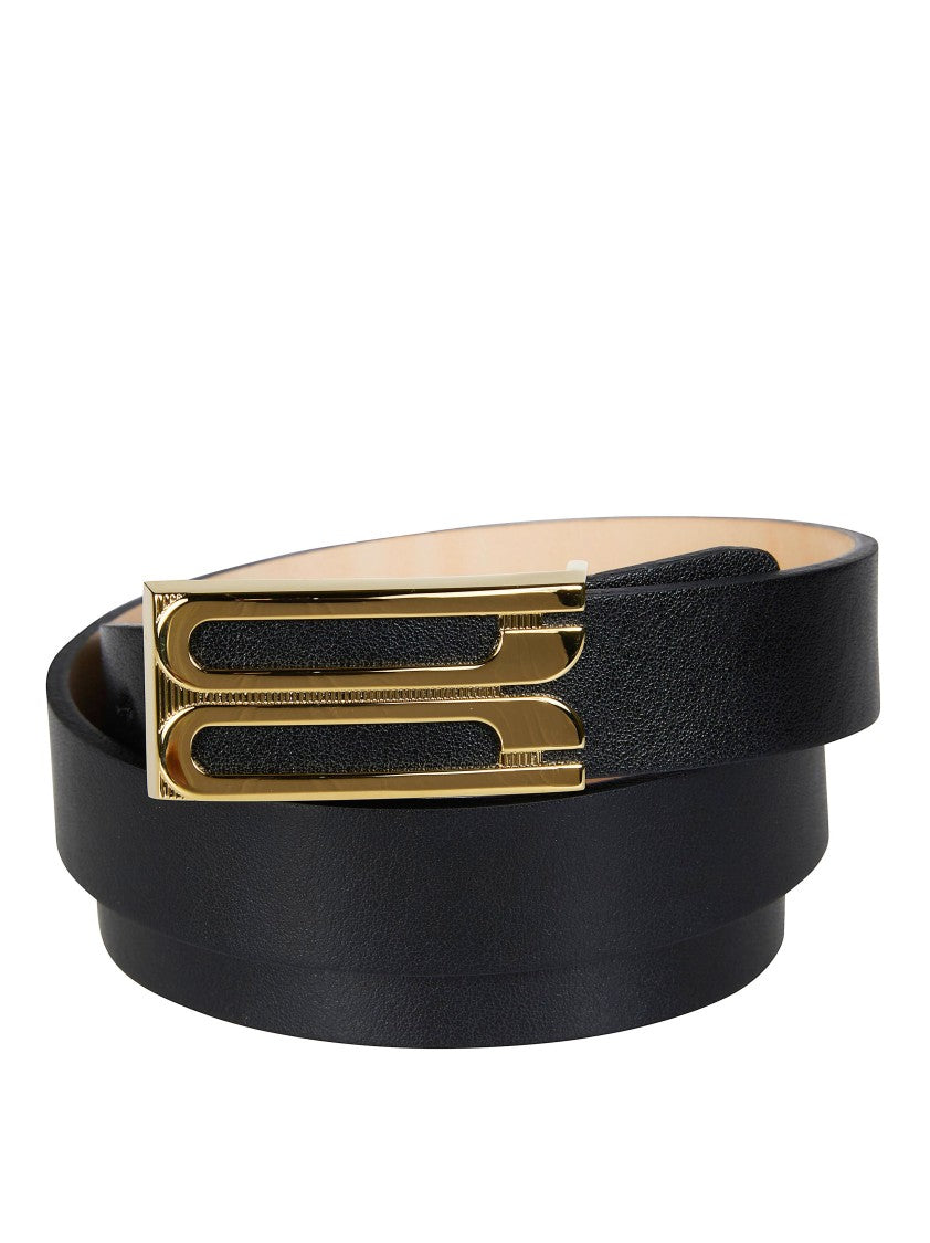 Victoria Beckham Bos Taurus Leather Rectangular Buckle Belt