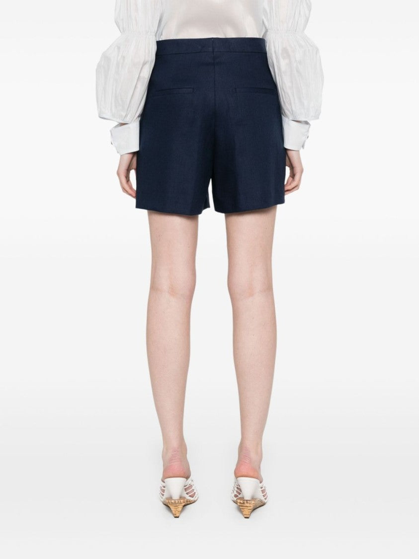 Tagliatore Navy Blue Linen Tailored Belle Shorts
