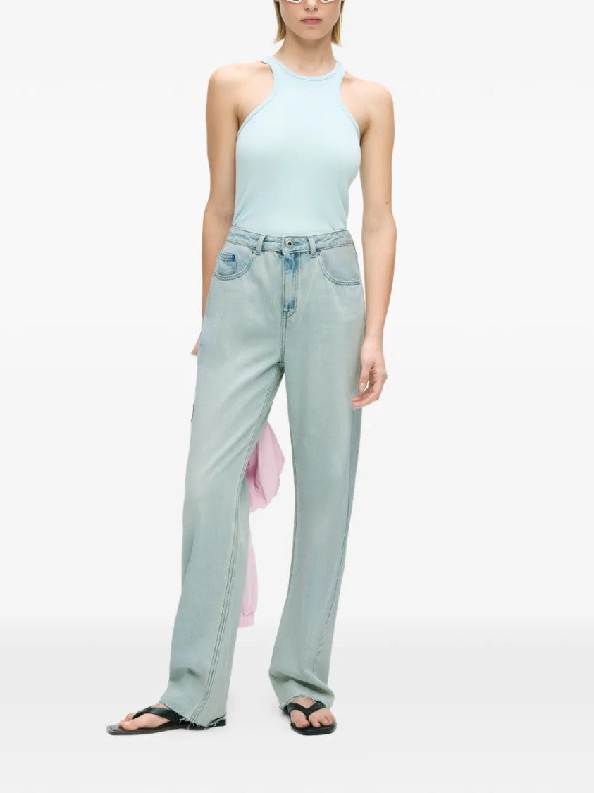 Karl Lagerfeld Light Blue Wide-Leg Jeans With Classic Five-Pocket Design