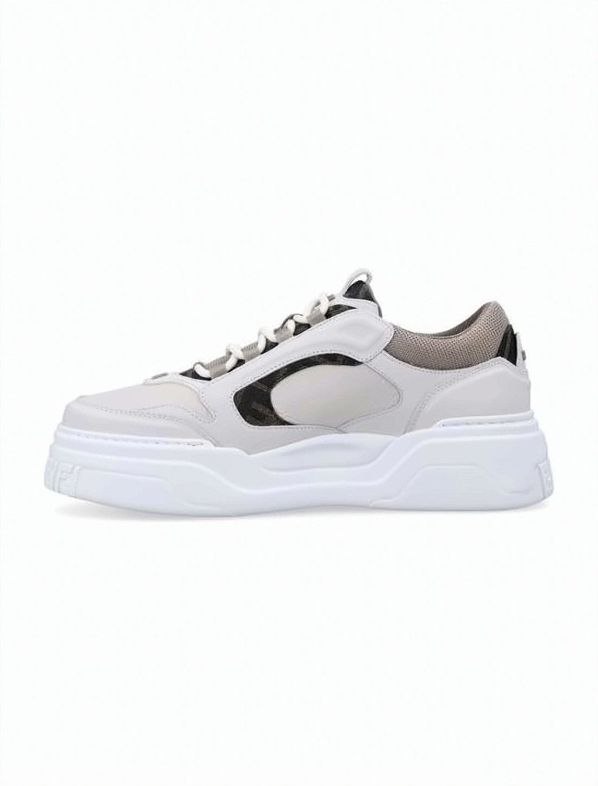 Fendi Low-Top Sneakers With Textured Lambskin And Calf Leather