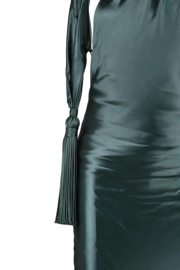 Bottega Veneta Long Satin Dress Cupro Zip - Blue