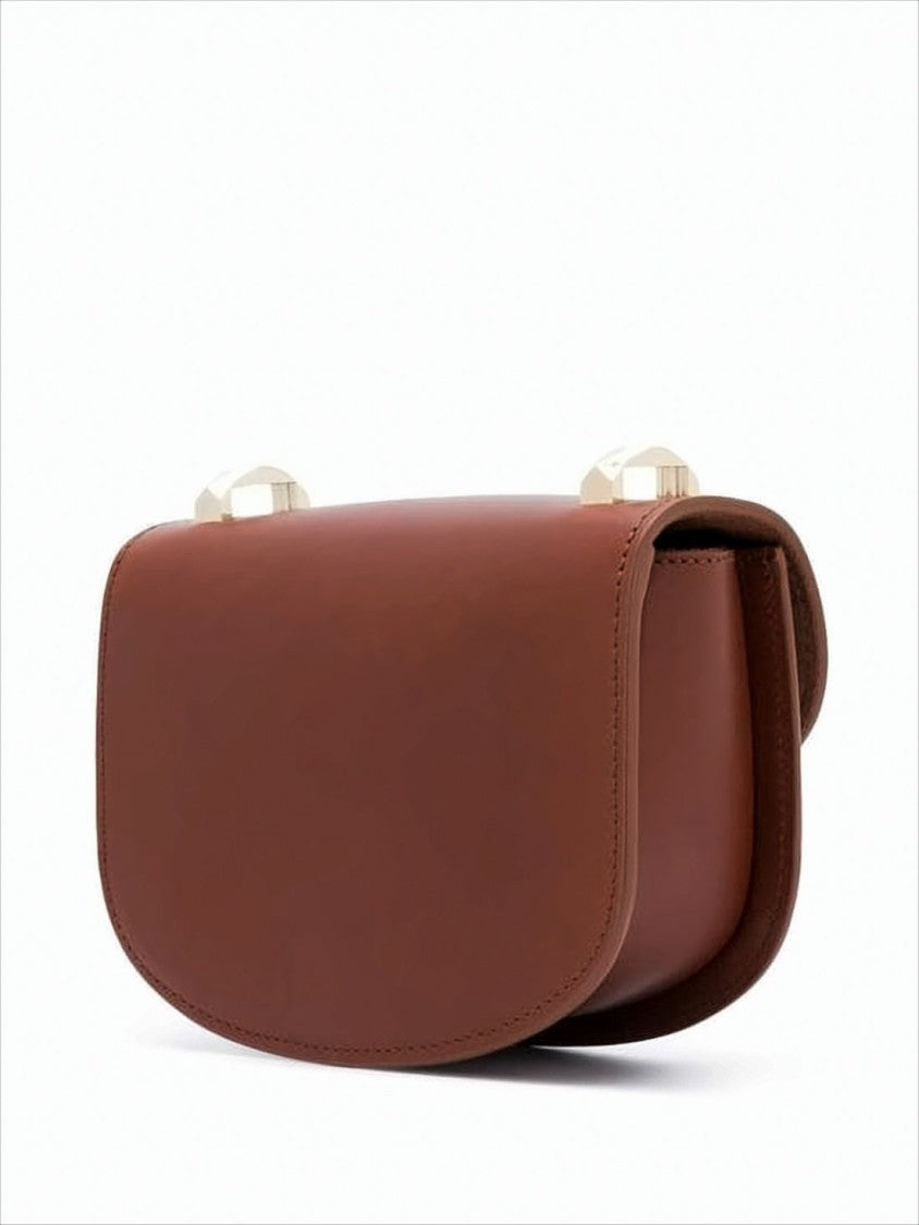 A.P.C. Structured Brown Cowhide Leather Crossbody Bag