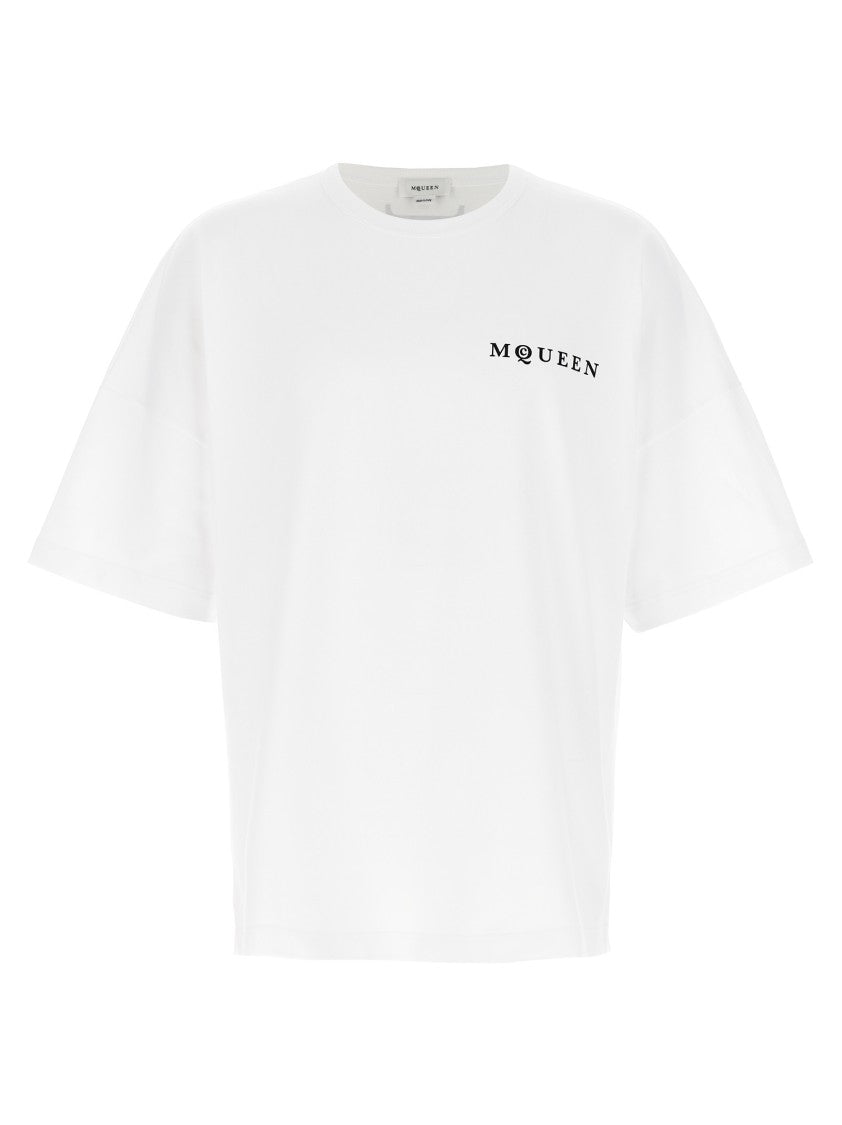 Mcqueen Oversized Heavy Cotton T-Shirt With Mcqueen Logo Prints