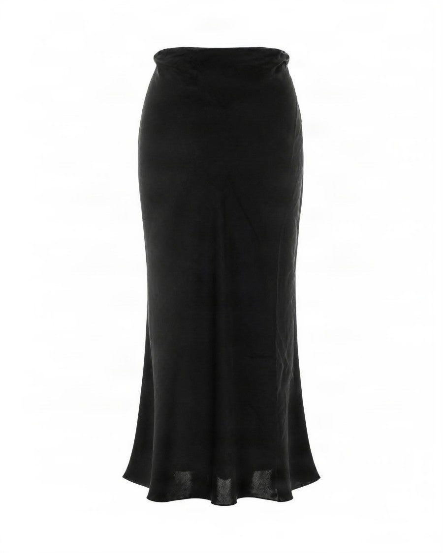 Fiorucci Black Elastic Silk-Blend Maxi Skirt