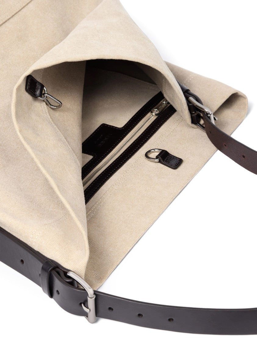 Lemaire Spacious Belted Tote Bag With Leather Base
