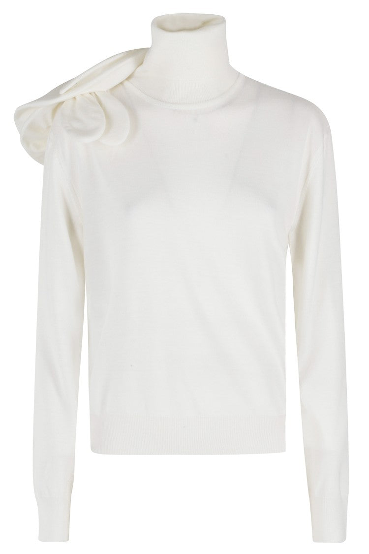 Moschino High Neck White Wool Sweater