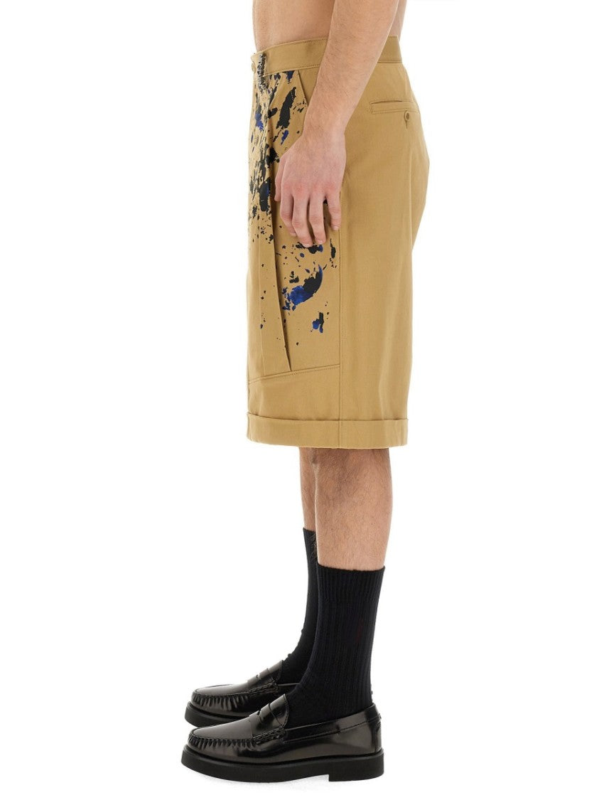 Moschino Bermuda Cargo Shorts With Unique Splatter Print Design