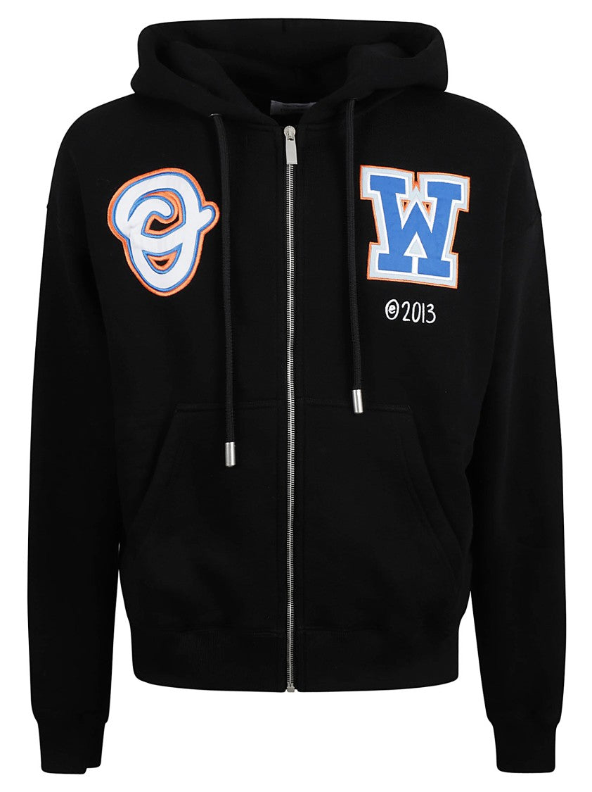 Off-White Multicolored Zip-Up Sweater With Bold Graphics