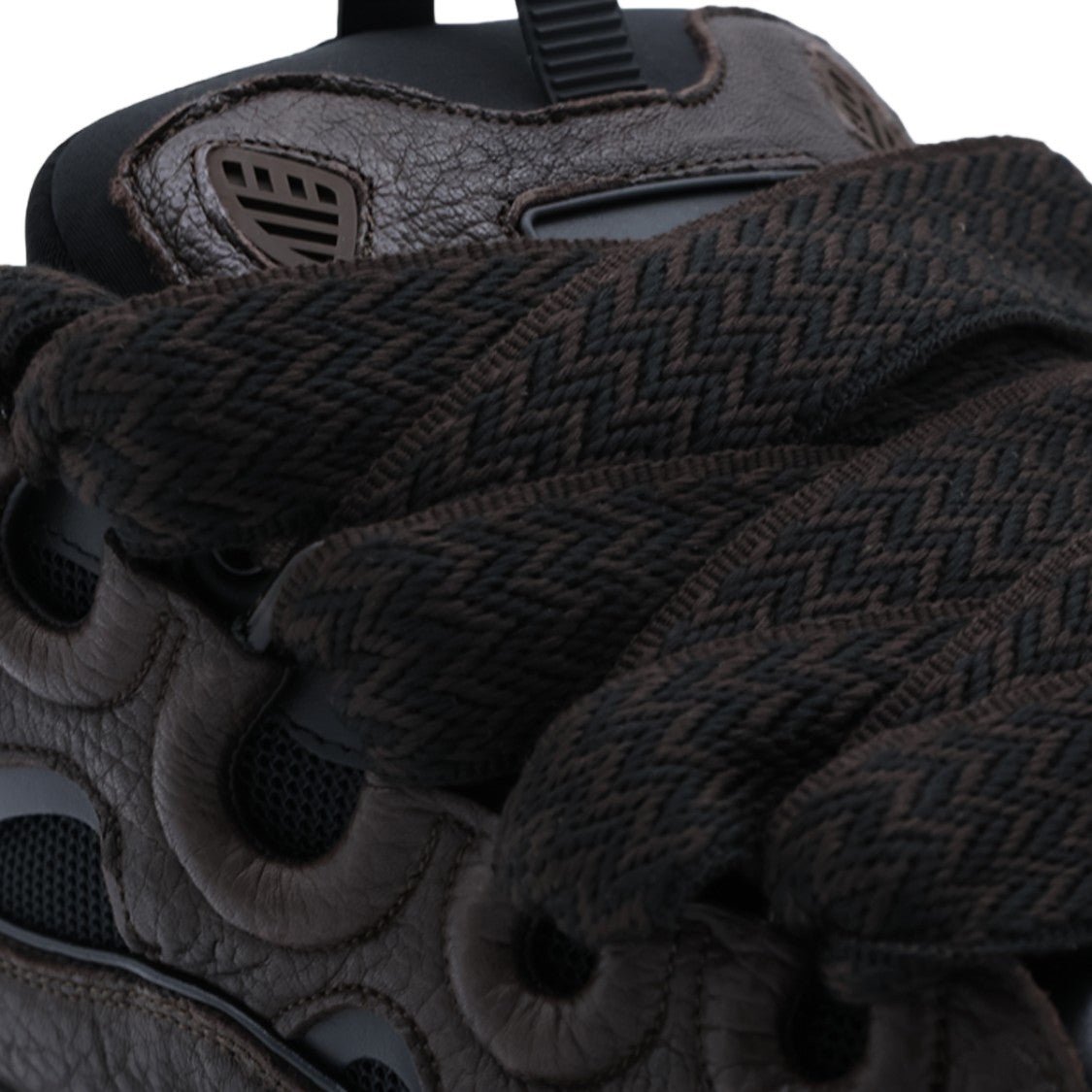 Lanvin Black Textured Herringbone Lace Sneakers