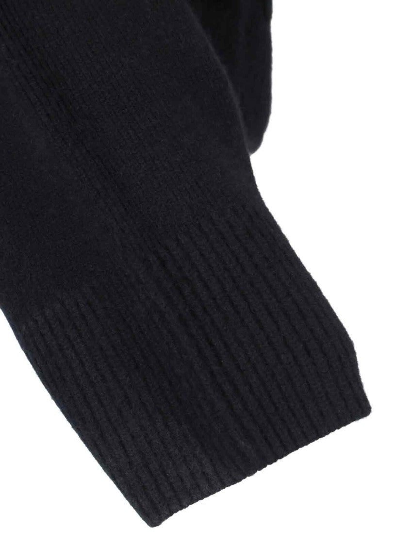 Khaite Relaxed Black Knit Sweater With Deep V-Neckline