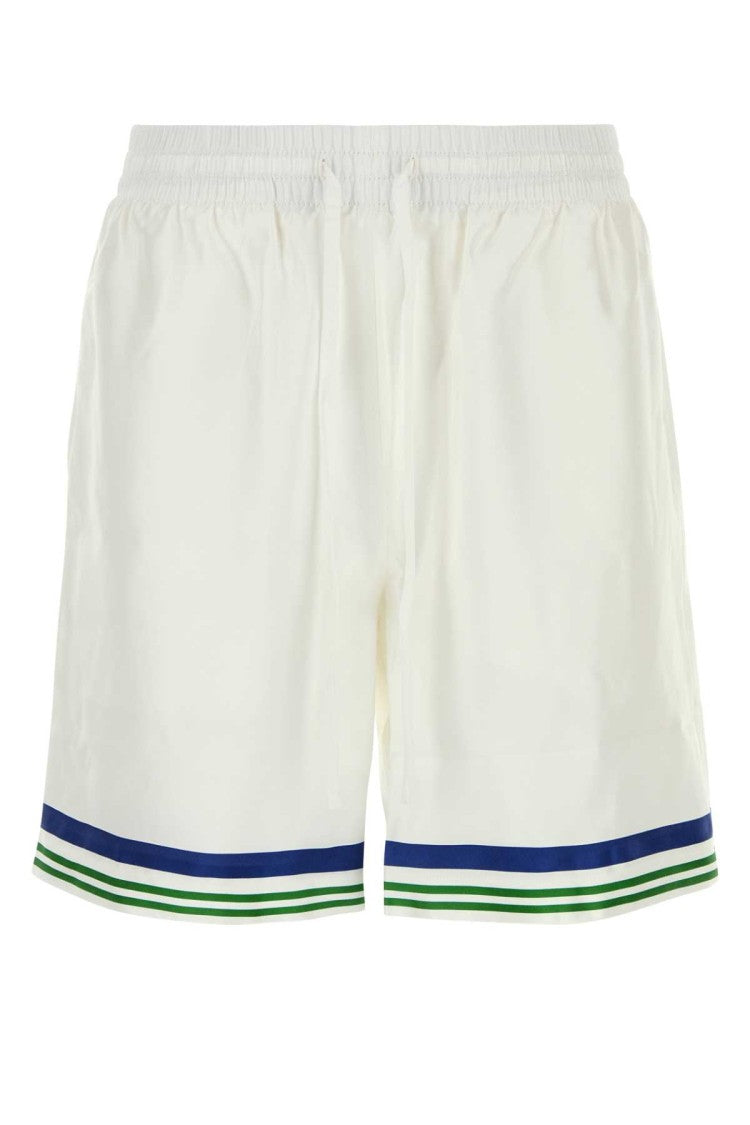Casablanca White Satin Bermuda Shorts