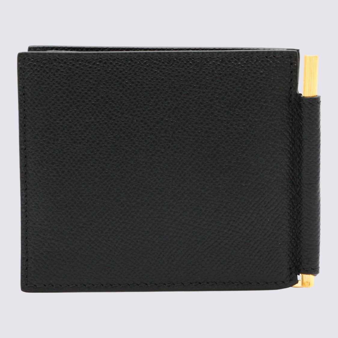 Tom Ford Textured Black Bi-Fold Wallet With Gold-Tone Accent