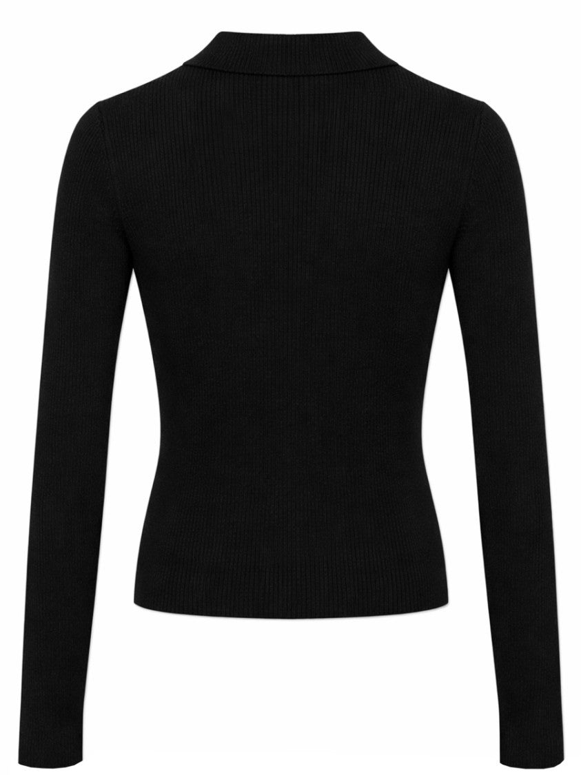 Michael Michael Kors Neutrals Cropped Ribbed Viscose-Blend Polo Shirt