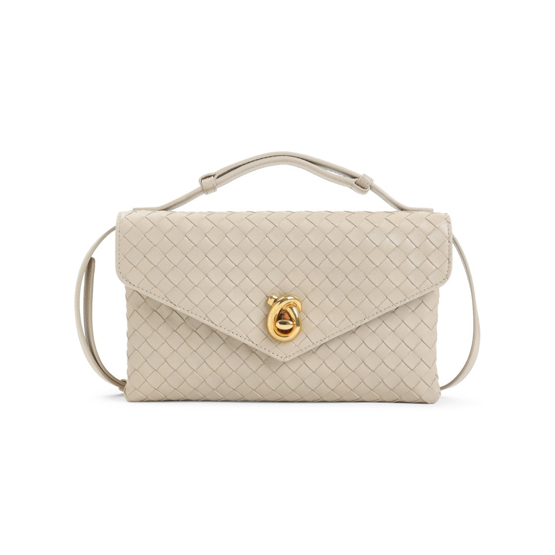 Bottega Veneta Knot Lock Shoulder Bag In Intrecciato Lamb Leather