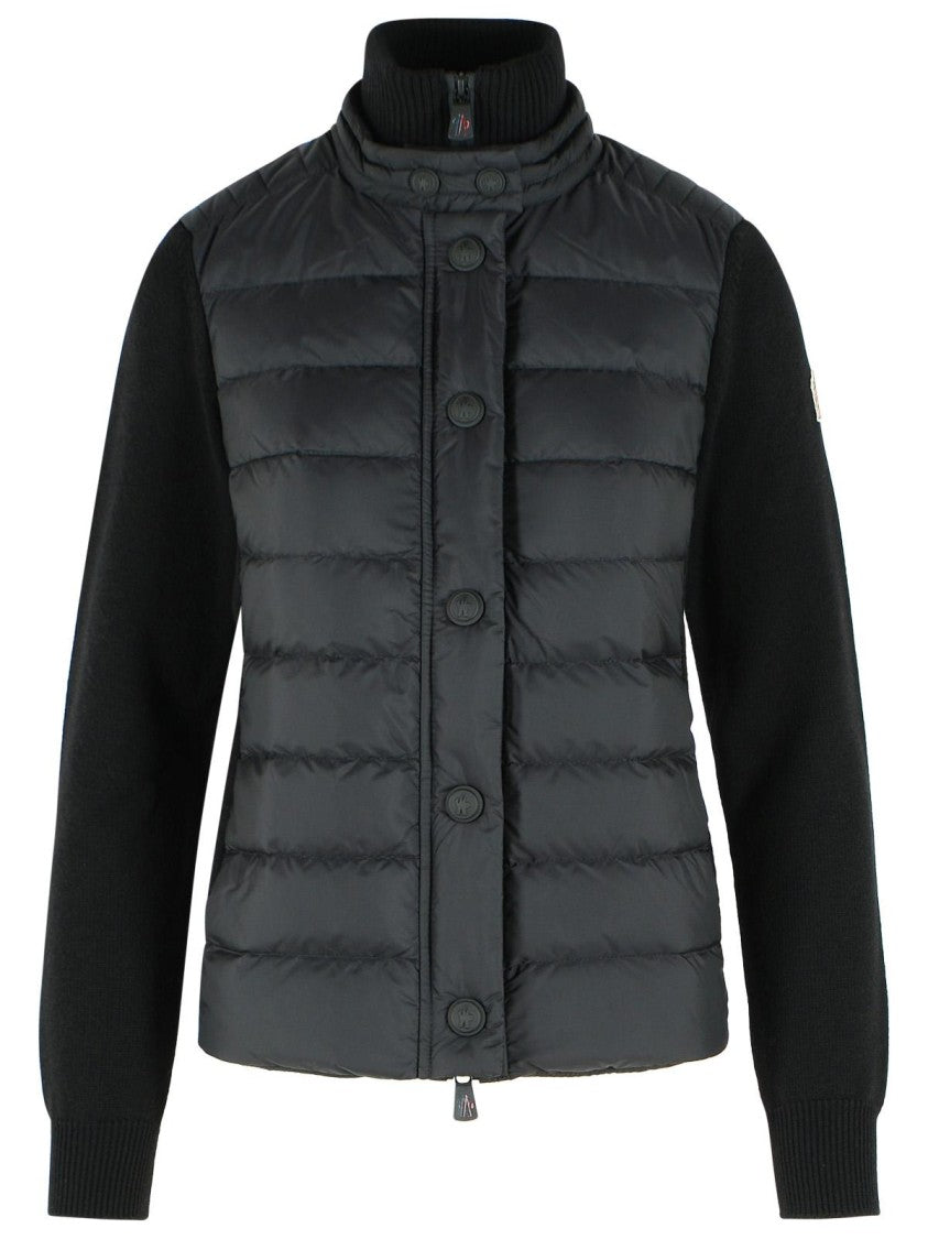 Moncler Grenoble Black Quilted Virgin Wool-Blend Cardigan