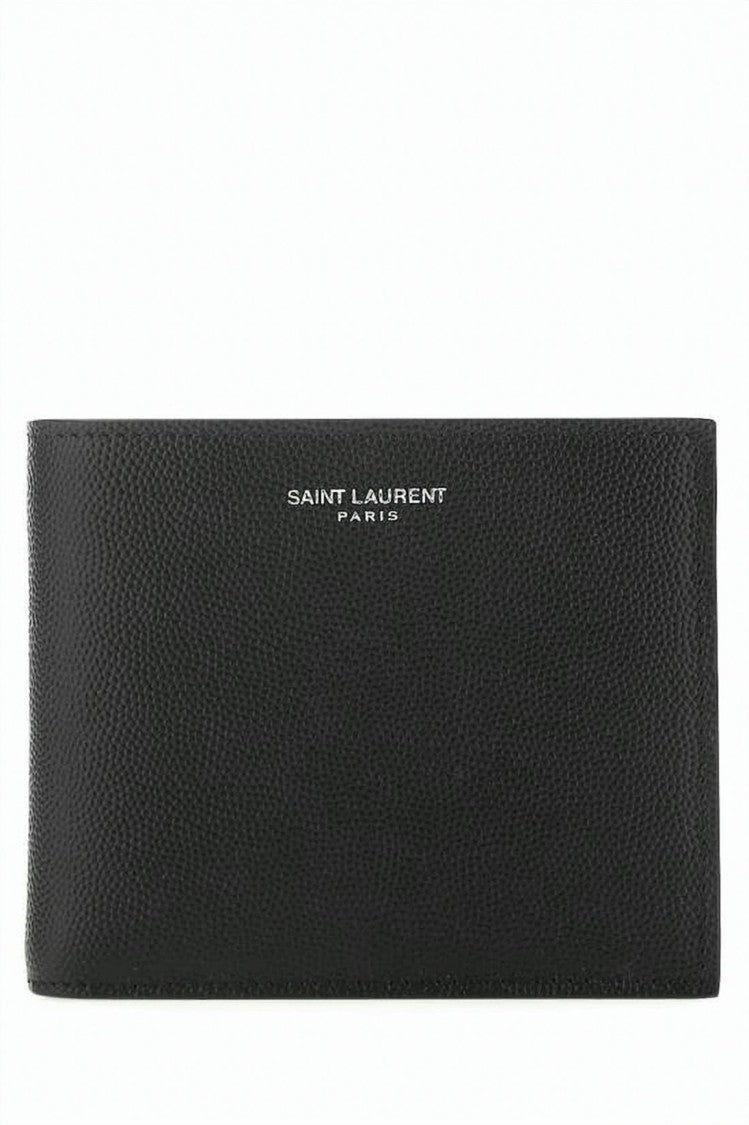 Saint Laurent Textured Black Wallet With Fold-Over Design