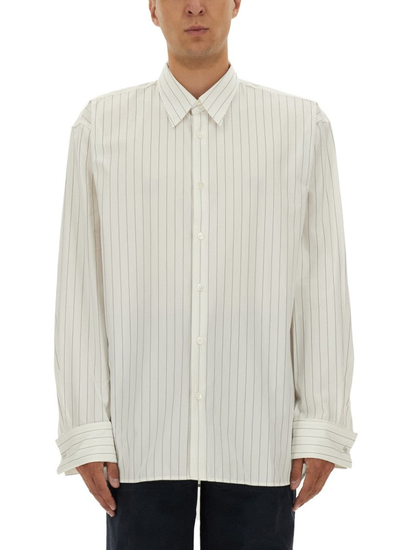 Dries Van Noten Vertical Striped Long-Sleeve Casual Shirt