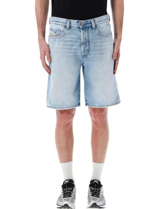 Diesel Light Blue Denim Shorts With Classic Five-Pocket Design