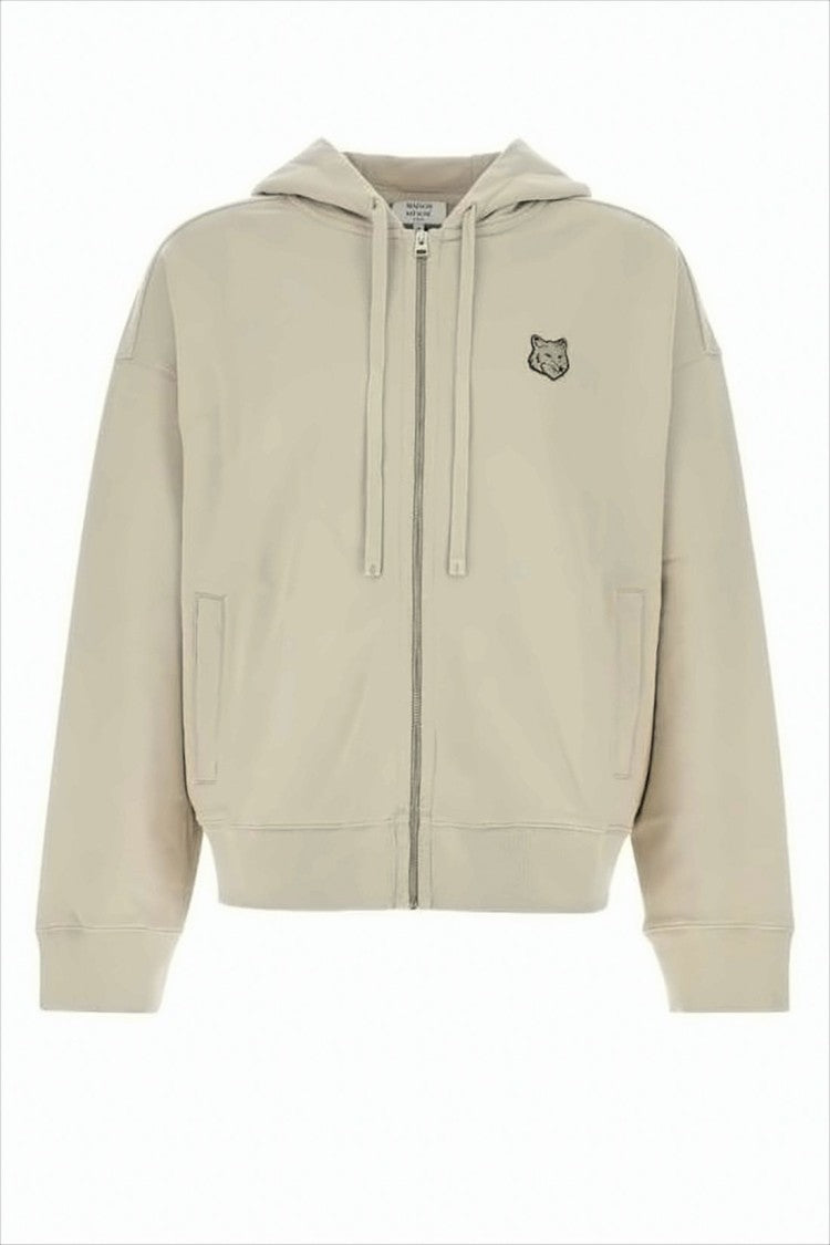 Maison Kitsuné Cropped Hoodie Jacket With Drawstring And Embroidered Fox Logo