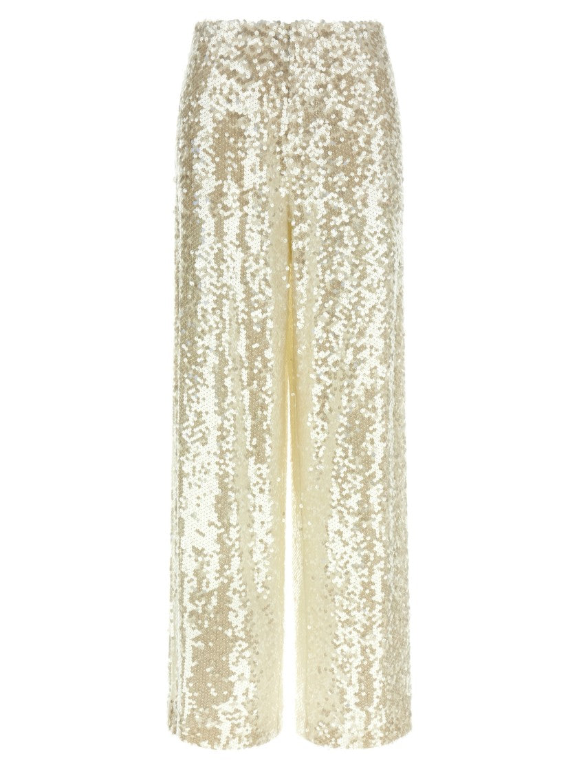 Alberta Ferretti Gold Sequin-Embellished Wide-Leg Pants