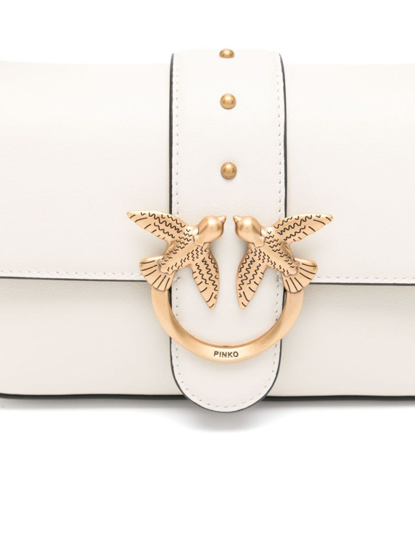Pinko Soft White Leather Shoulder Bag