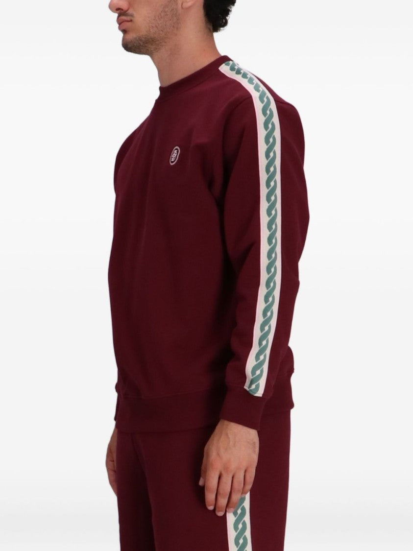 Drôle De Monsieur Burgundy Cotton Sweatshirt With Logo And Sleeve Tape Detail