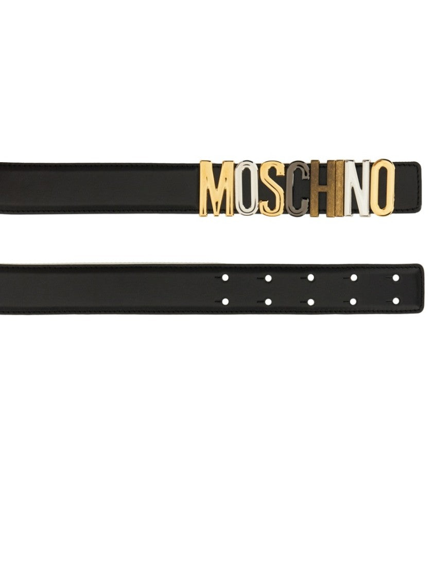 Moschino Black Leather Belt
