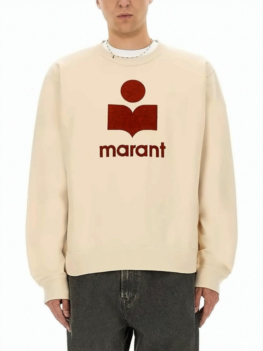 Isabel Marant Relaxed-Fit Creamy Beige Sweatshirt With Bold Rust-Red Logo