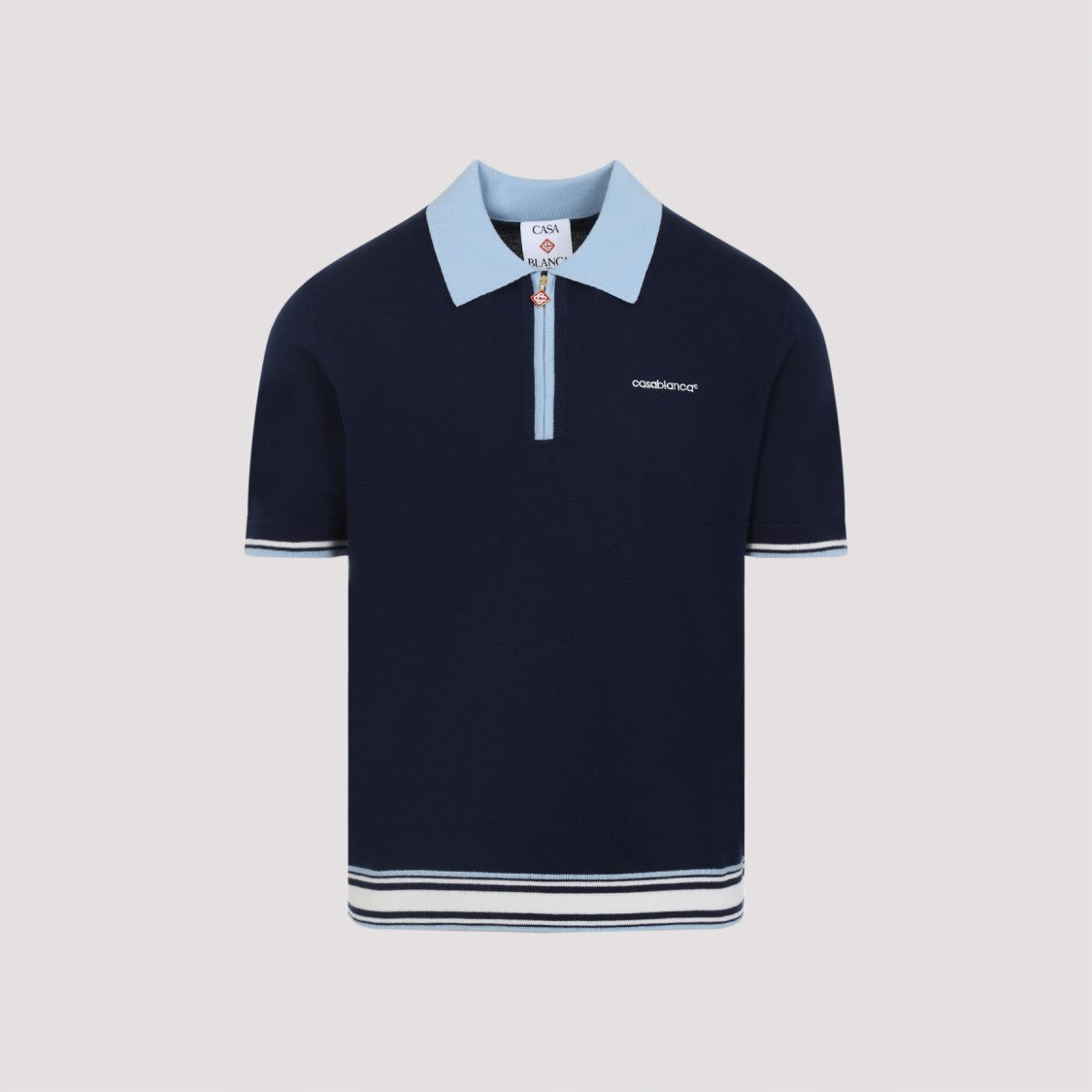 Casablanca Tennis Blue Merino Polo