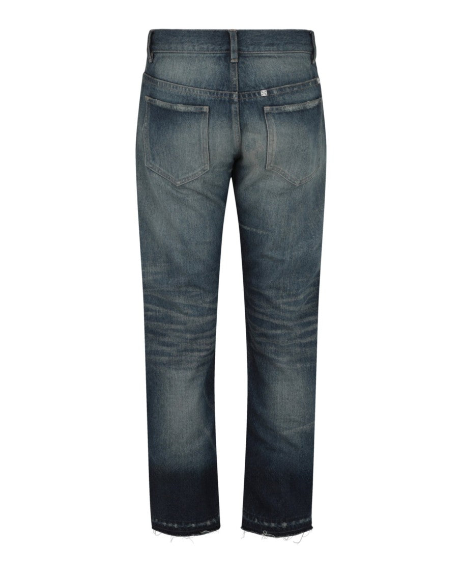Givenchy Distressed Straight Fit 5 Pocket Jeans