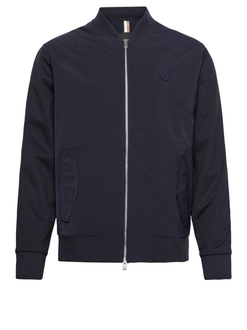 Hugo Boss Navy Cotton Sweatshirt With Front Zip Closure
