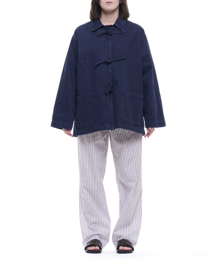 Eat Dust 673 Structured Denim Jacket With Classic French Collar