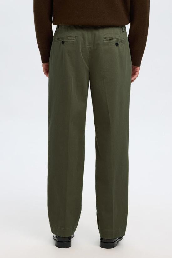 Anatomica Olive Green Tailored Straight Fit Pants With Side Pockets
