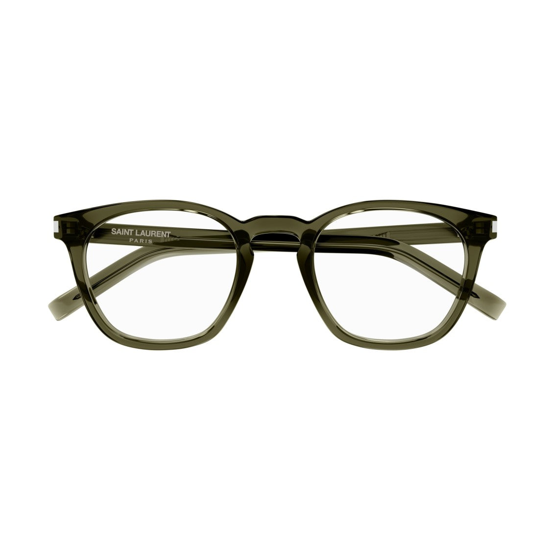Saint Laurent Sl 28 Opt Translucent Olive Green Square Frame Eyeglasses