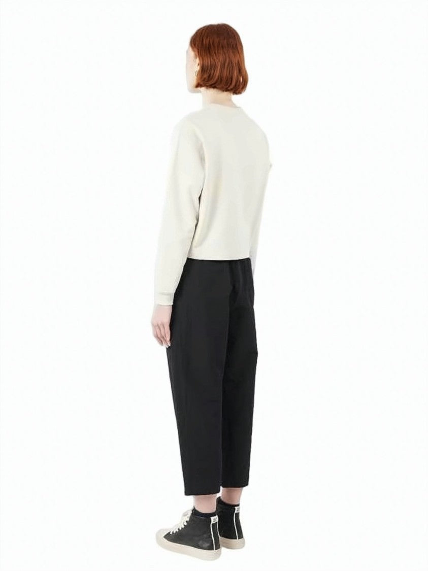 Danton Cropped Boxy Cardigan With Metallic Button Closure