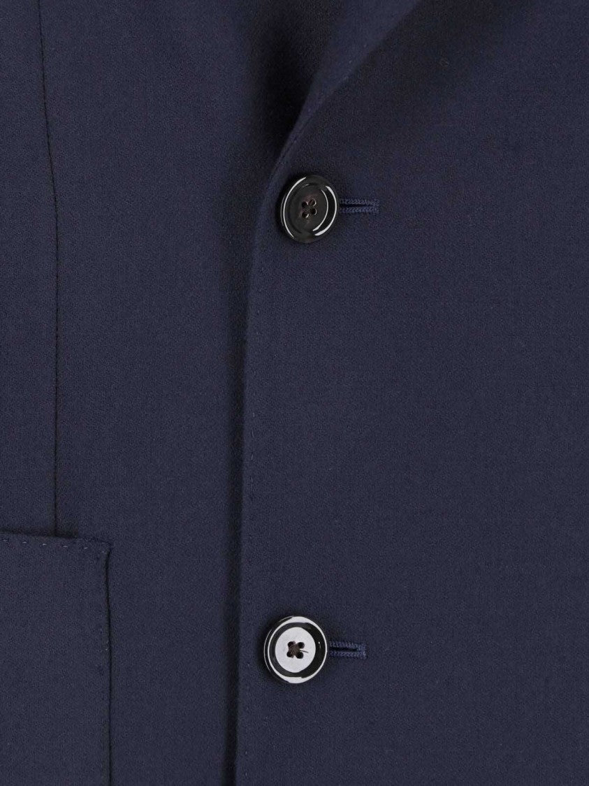 Lardini Navy Double-Breasted Virgin Wool Blazer