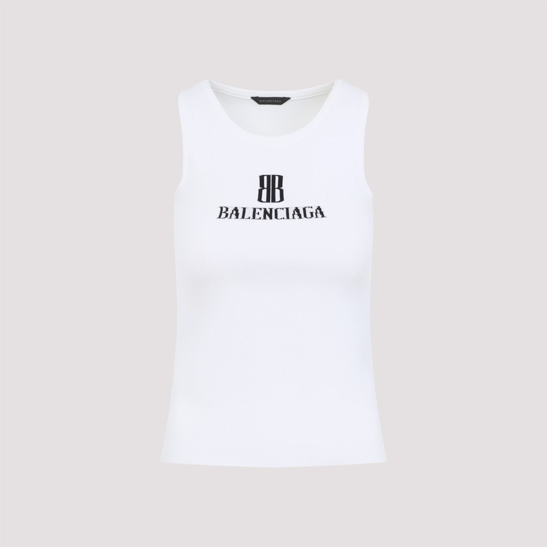 Balenciaga Fitted White Top With Logo Detail