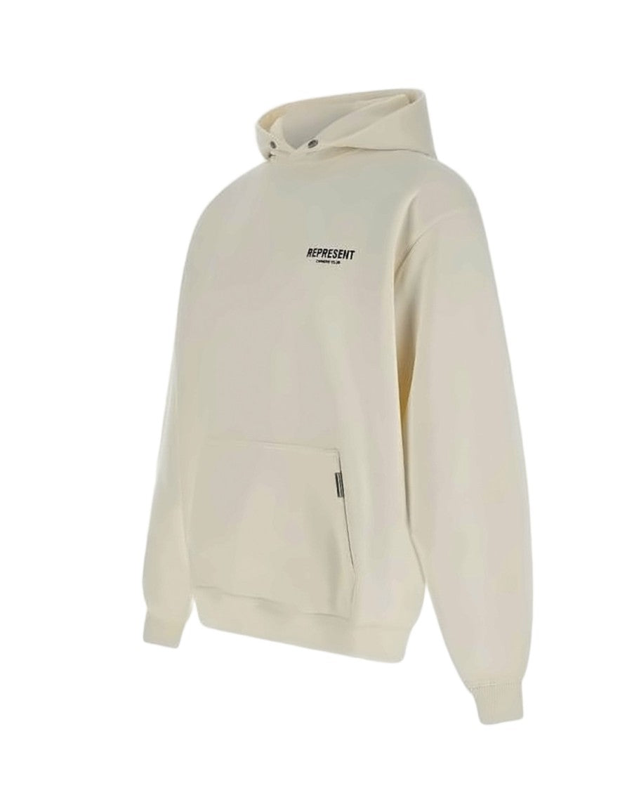 Represent Relaxed Fit Off-White Hoodie With Logo Details