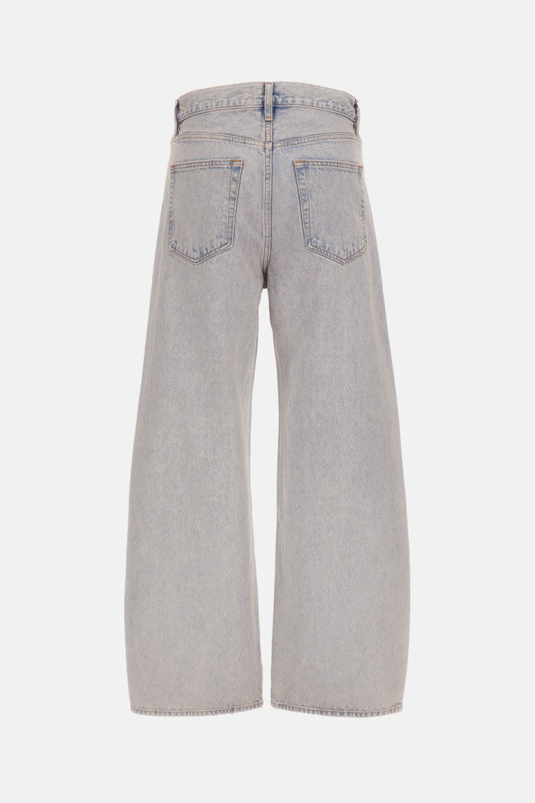 Frame High-Rise Flared Barrel-Leg Jeans In Rigid Cotton Denim