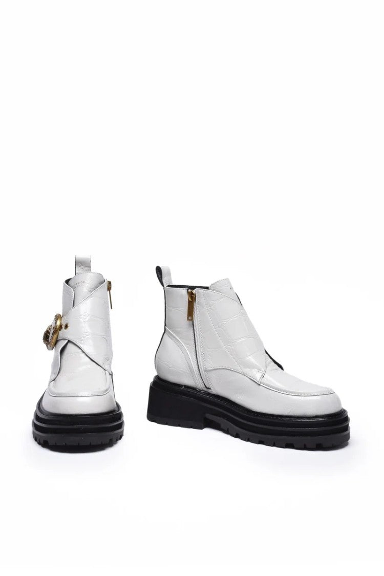 Kurt Geiger Patent Ankle Boots - White
