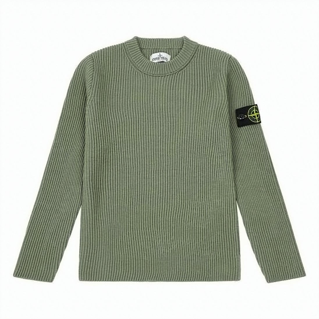 Stone Island Ribbed Knit Sweater With Patch Detail