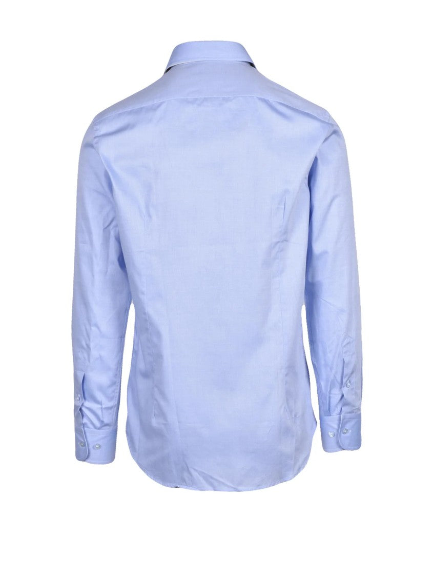 Etro Light Blue Logo Embroidered Cotton Shirt