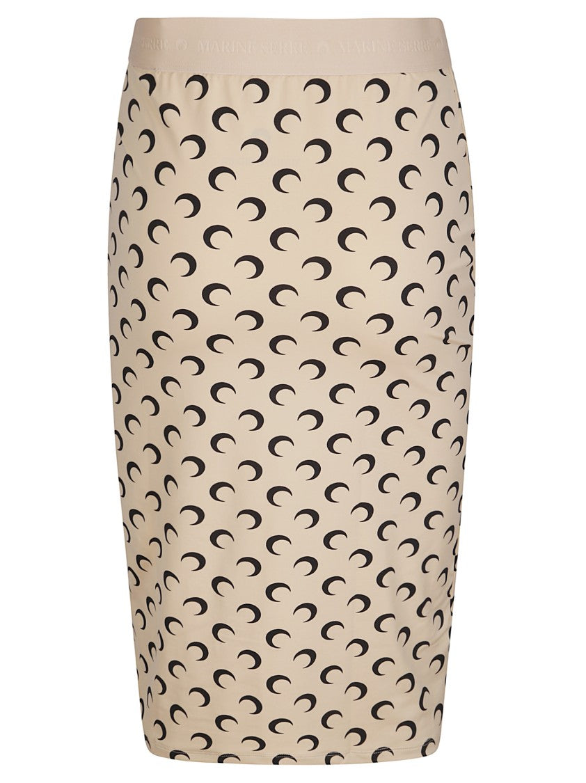Marine Serre Moon Printed Jersey Knee Skirt