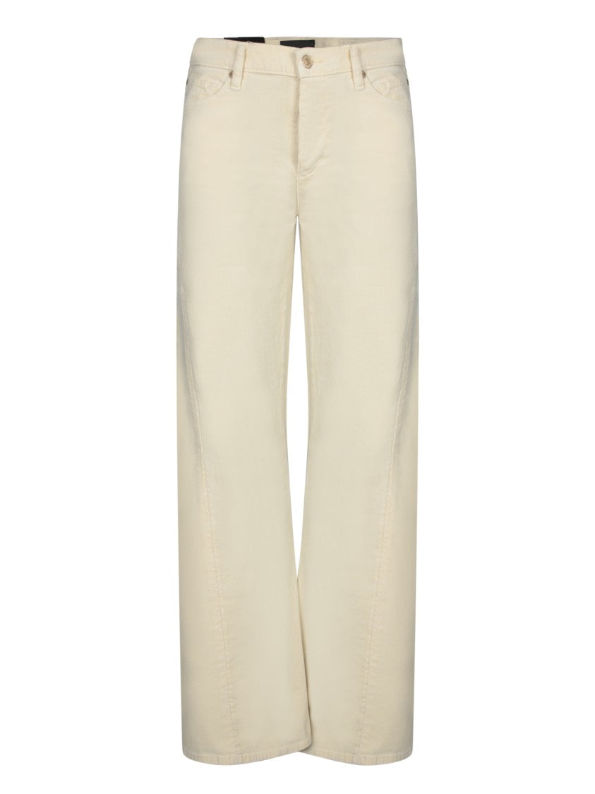 7 For All Mankind Straight-Leg White Jeans With Mid-Rise Waist