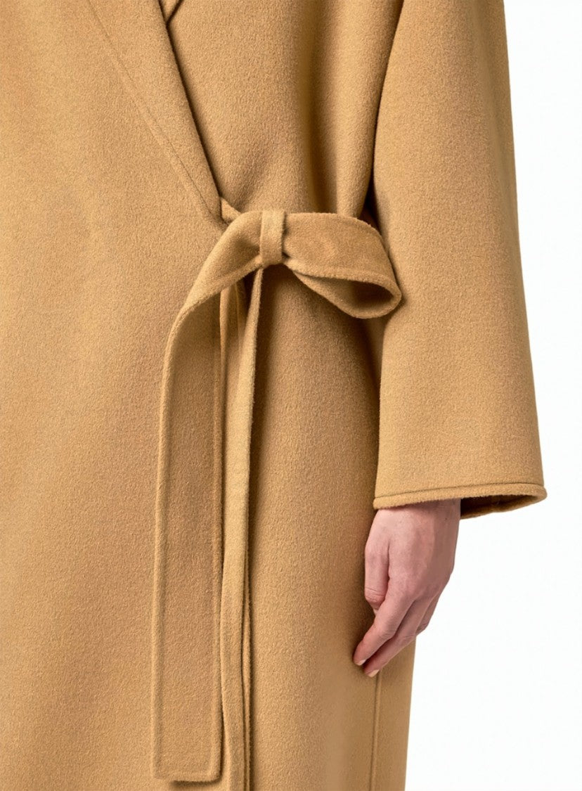Alpha Studio Double-Breasted Wrap Wool Belted Coat