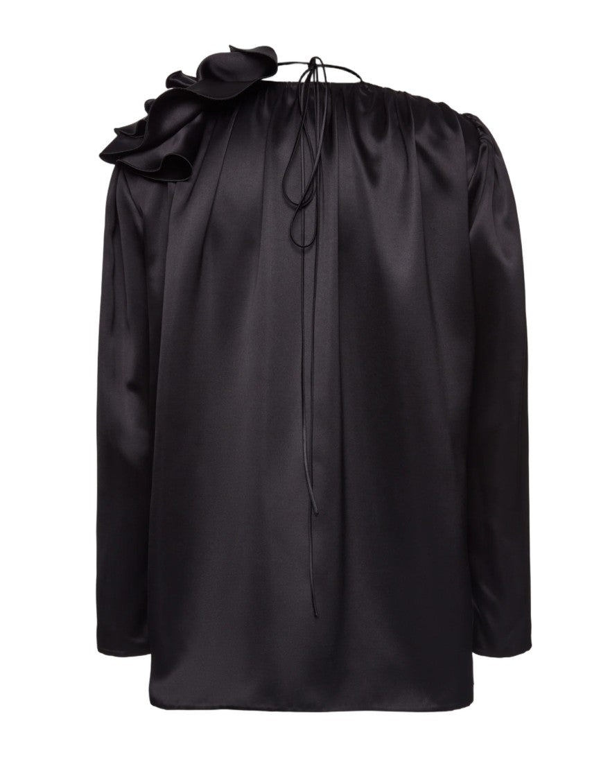Magda Butrym Romantic Black Blouse With V Neckline