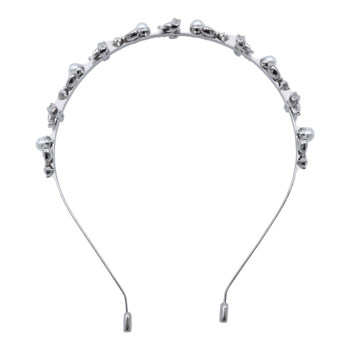 Self-Portrait Silver-Tone Headband With Bow Embellishments And Crystal Accents
