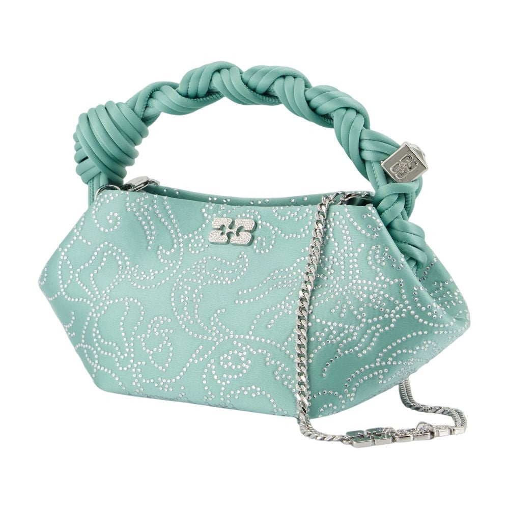Ganni Bou Mini Flower Crossbody - Satin - Green